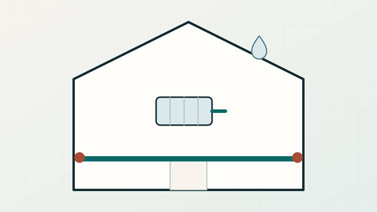 Attic cutaway with the enclosure boundary, air-sealing locations, ventilation path, and inspection points shown as separate layers.