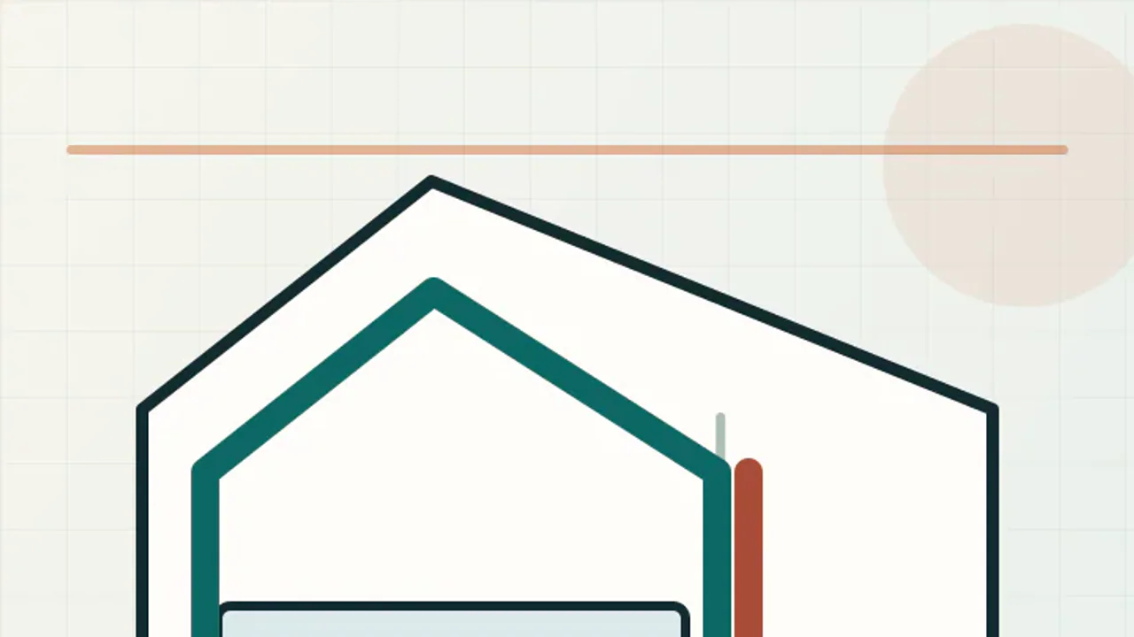 A garage outline contains teal and rust lines marking two alternative enclosure boundaries.